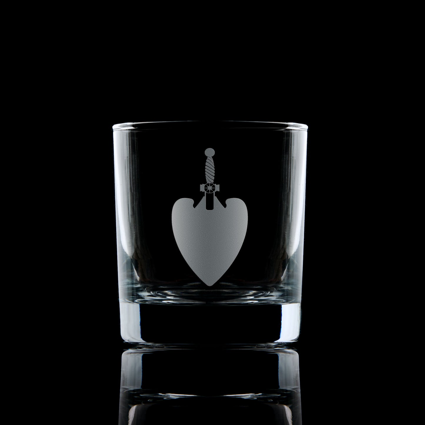 masonic whisky glass engraved with freemansory charity steward symbol