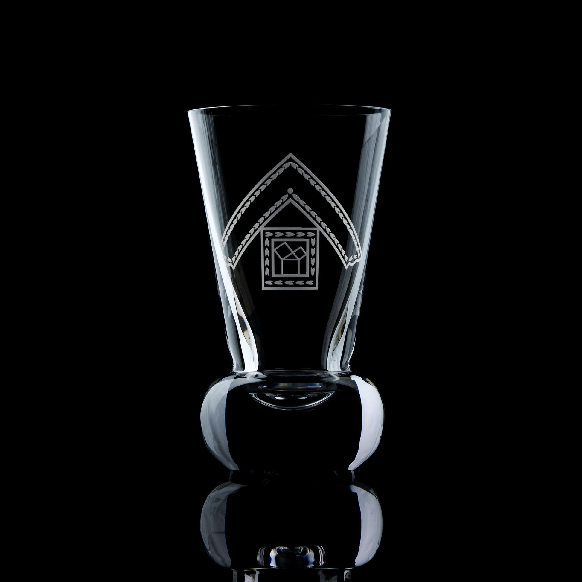 Masonic firing glass with Past Master collar jewel – English Constitution engraving