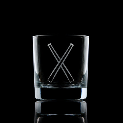 masonic whisky glass engraved with freemansory Mentor symbol