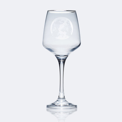 pet dog wine glass engraved with an english springer Spaniel portrait