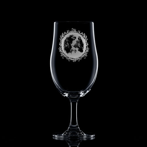 Springer Spaniel Stemmed Beer Glass Engraved Pint Glass
