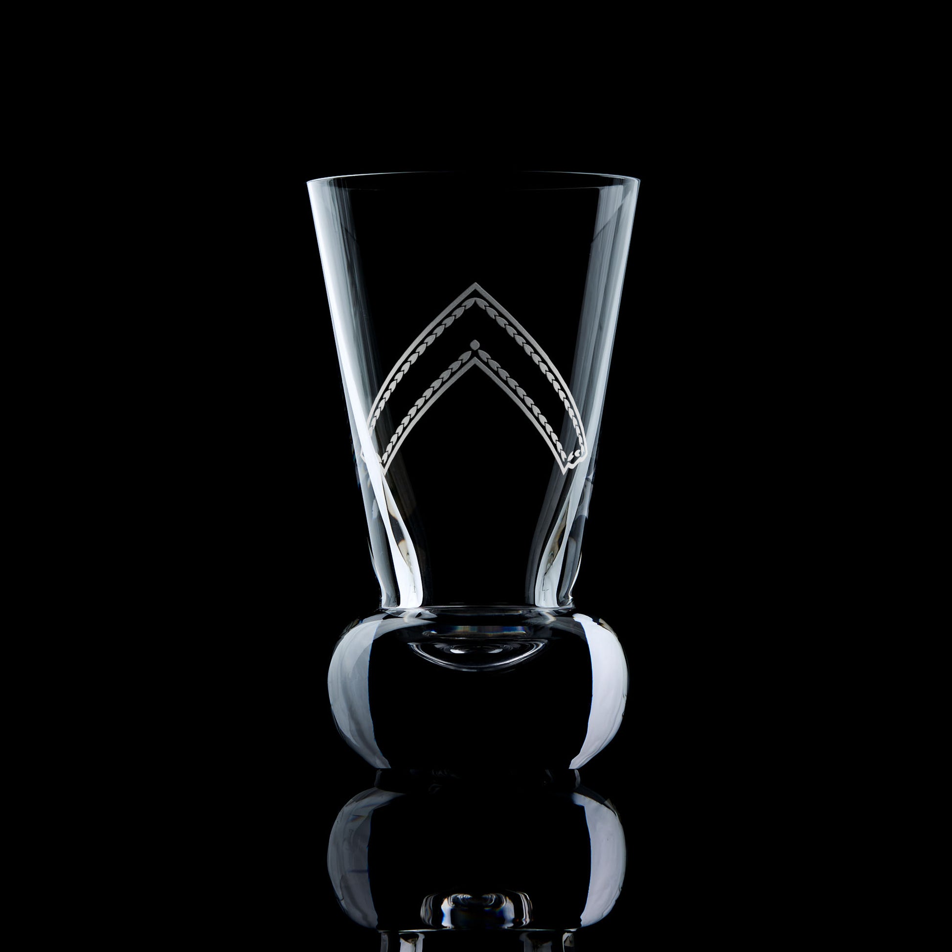 crystal firing glass engraved with masonic symbol