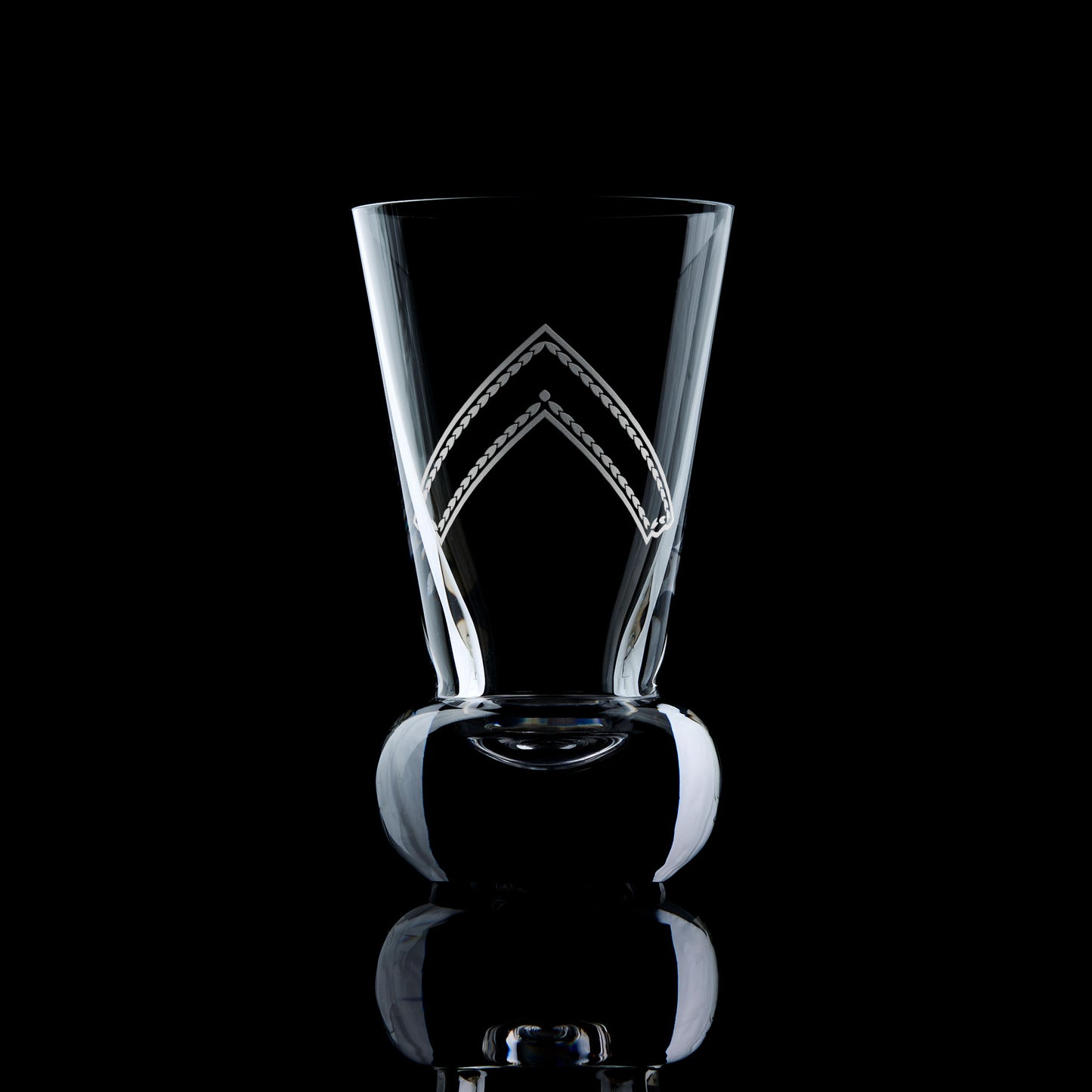 Engraved Worshipful Master firing glass – Masonic toasting glass on black background