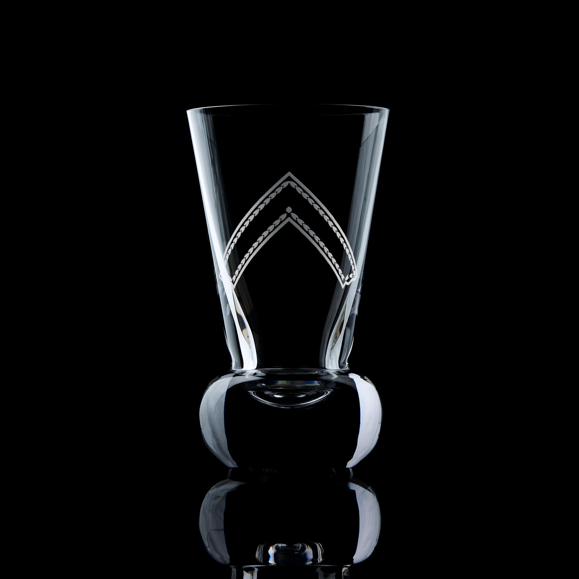 Engraved Worshipful Master firing glass – Masonic toasting glass on black background