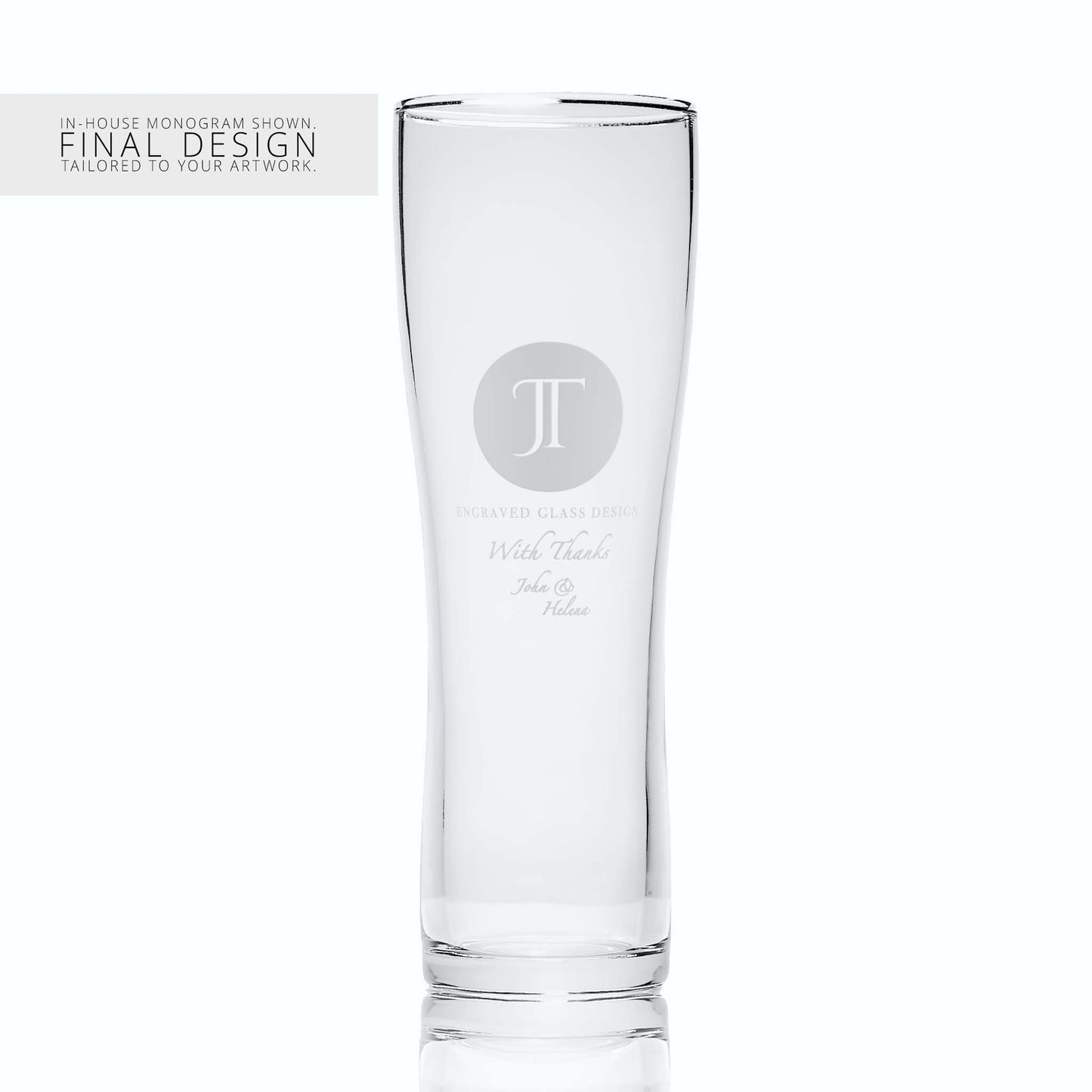 Fully customisable engraved pint glass for corporate events and employee appreciation gifts