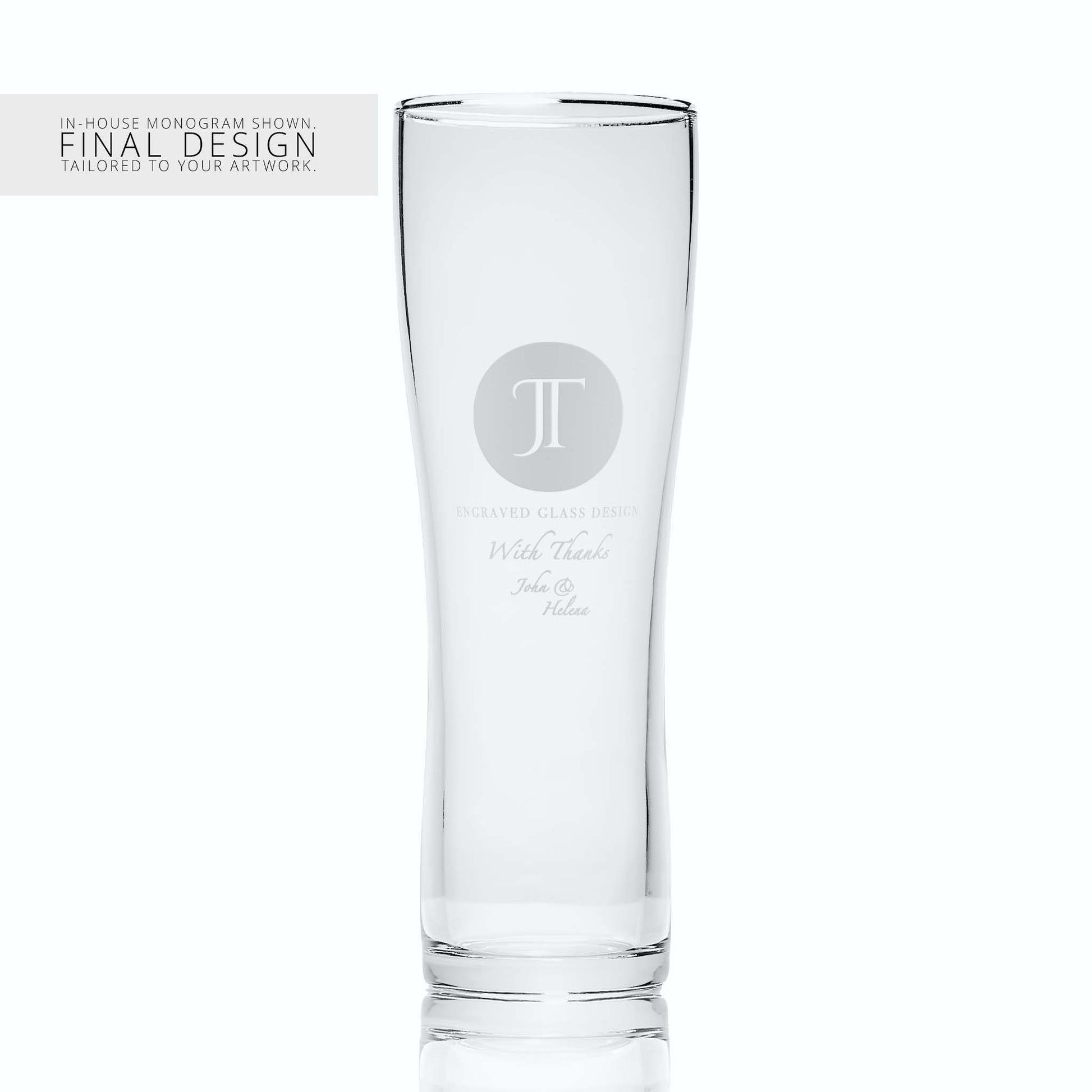 Fully customisable engraved pint glass for corporate events and employee appreciation gifts