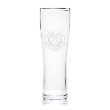 Northern Soul  pint glass engraved with wigan casino patch and Keep The Faith text
