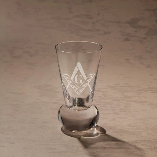 Entered Apprentice First Degree square and compass engraved on firing glass.