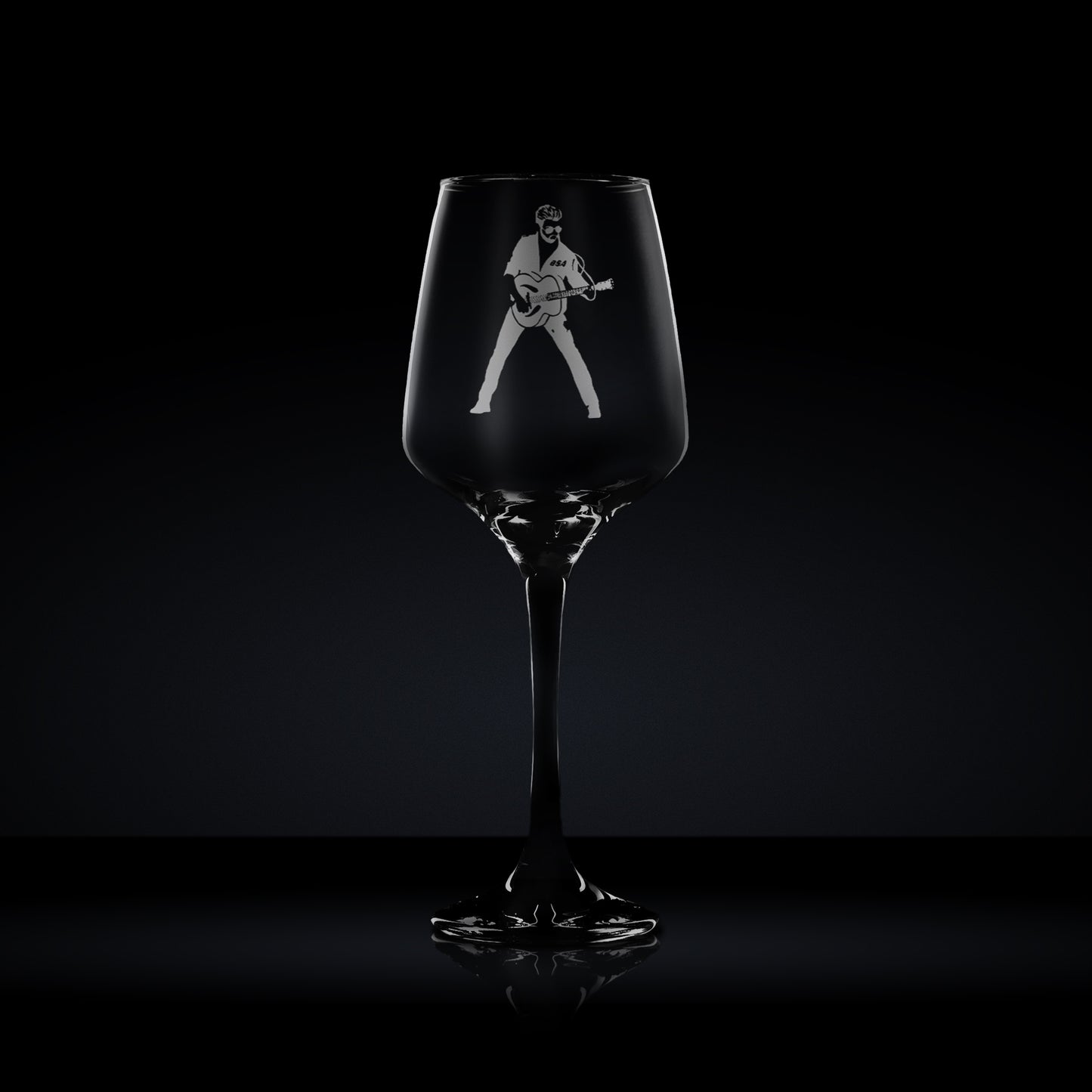 engraved wine glass etched with george michael silhouette