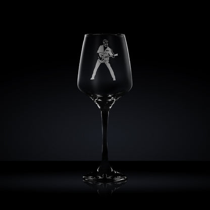 engraved wine glass etched with george michael silhouette