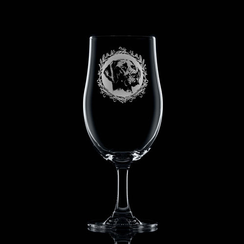 German Short Haired Pointer Stemmed Beer Glass Engraved Pint Glass