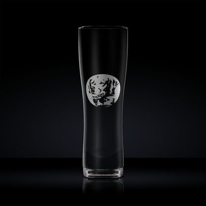 pet dog pint glass engraved with a golden retriever portrait