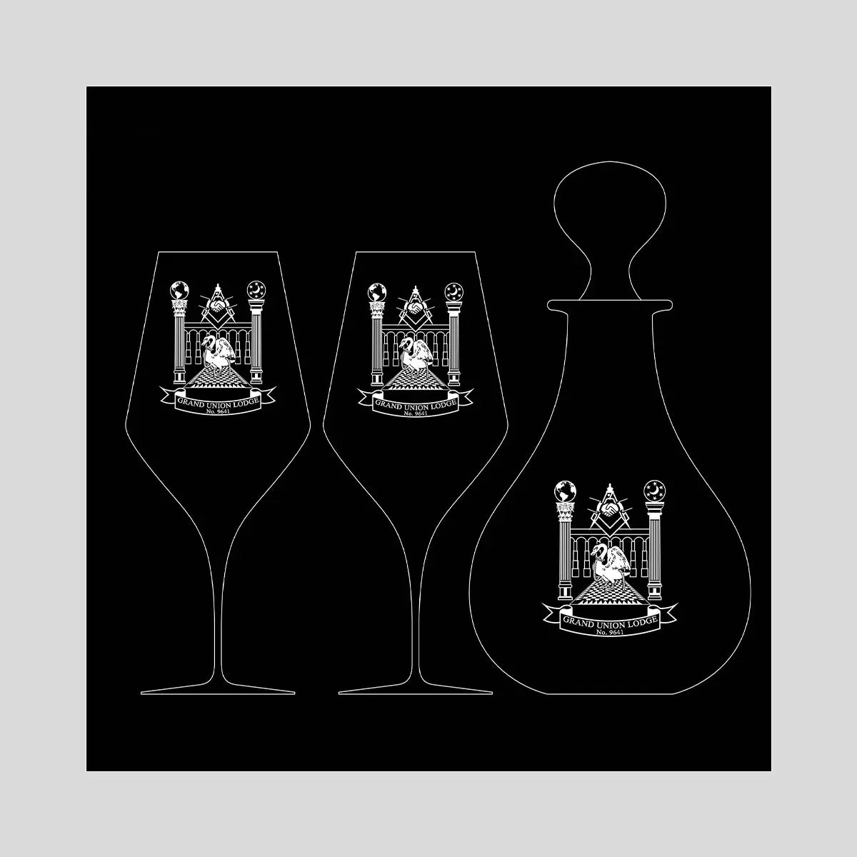 Digital layout mock-up for Grand Union Lodge Masonic engraving — vector design prepared in our Fife studio.