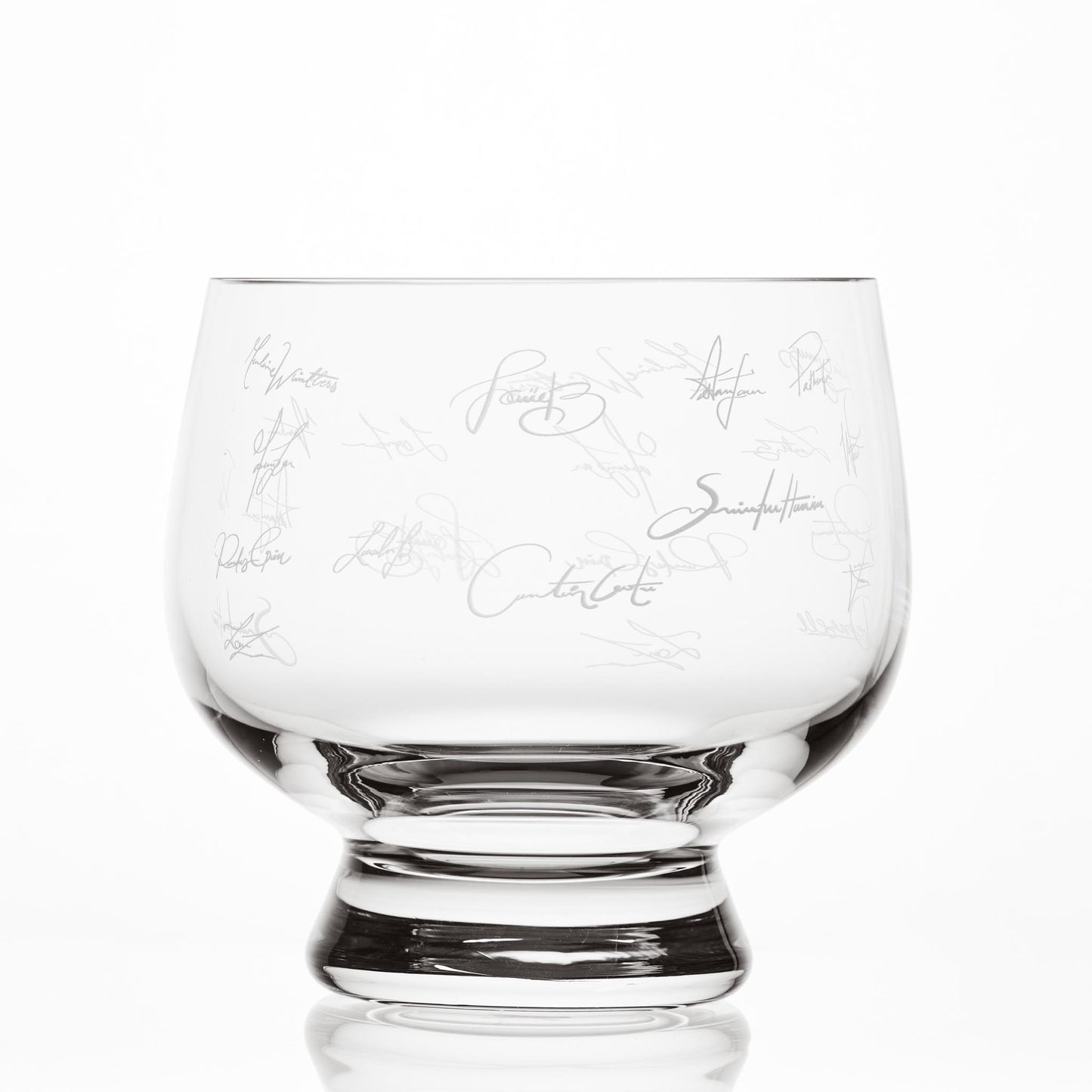 Elegant retirement and leaving gift bowl engraved with colleagues signatures