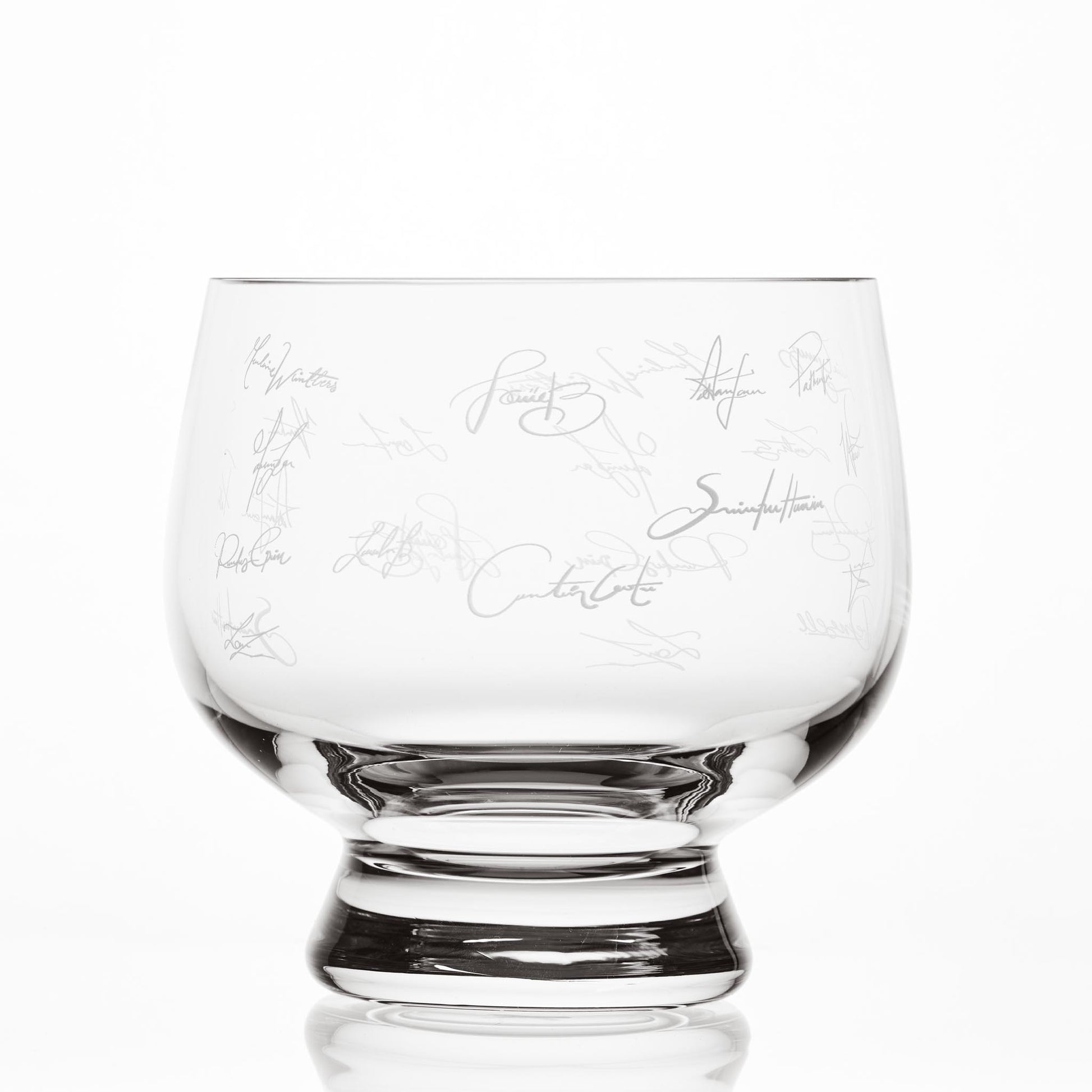 Elegant retirement and leaving gift bowl engraved with colleagues signatures