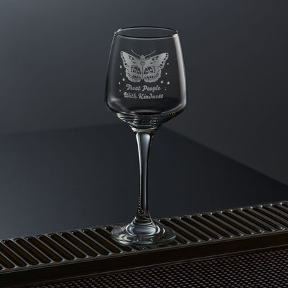 wine glass engraved with styles butterfly tattoo and stars