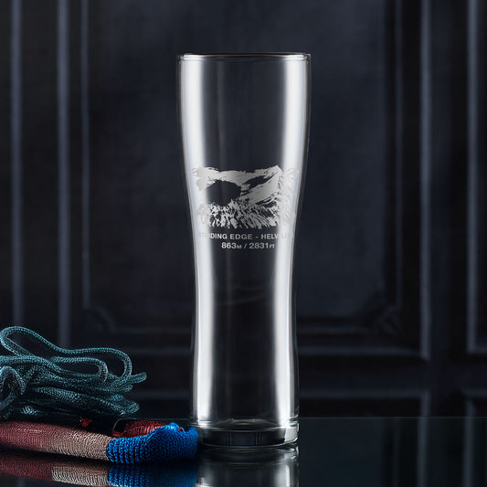 Mountain Pint Glass engraved with Helvellyn and a personalised message