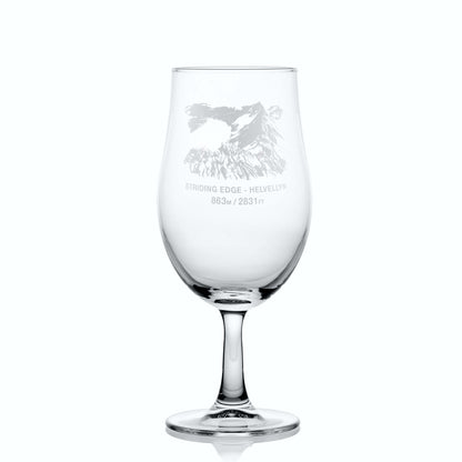 620ml stemmed beer glass engraved with Striding Edge, Helvelyn, the third-highest peak in the Lake District, England