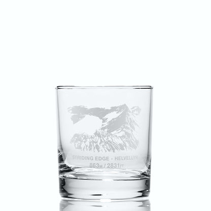 Whisky Glass engraved with  Helvellyn's Striding Edge, the third-highest peak in the Lake District, England