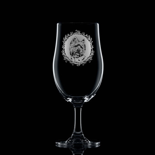 Highland Terrier Stemmed Beer Glass Engraved Pint Glass