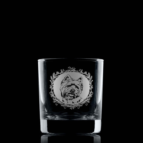 Highland Terrier Engraved Whisky Glass