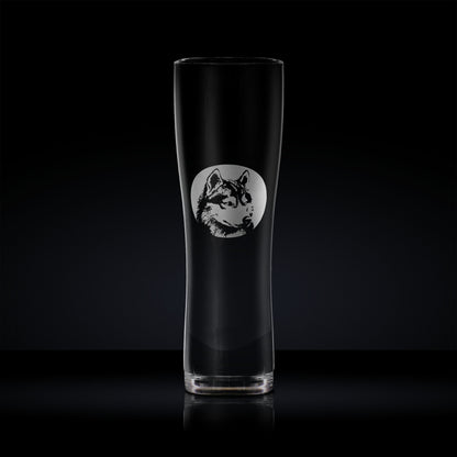 pet dog pint glass engraved  with a siberian husky portrait