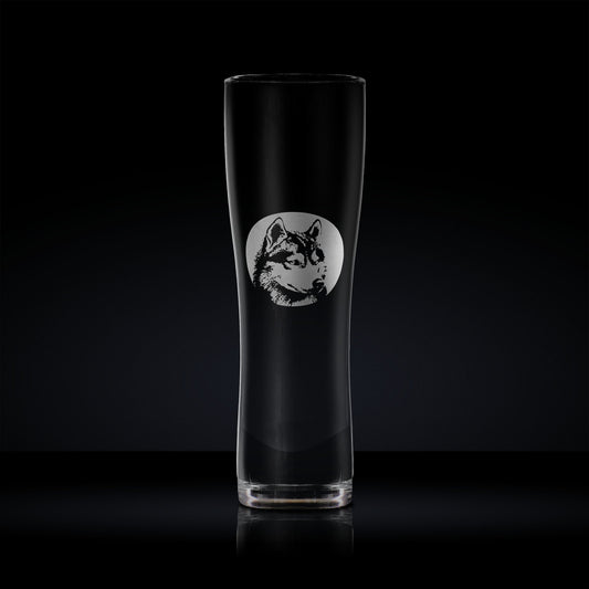 pet dog pint glass engraved  with a siberian husky portrait