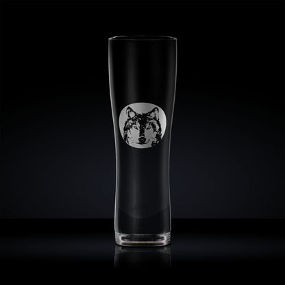 pet dog pint glass engraved  with a siberian husky portrait