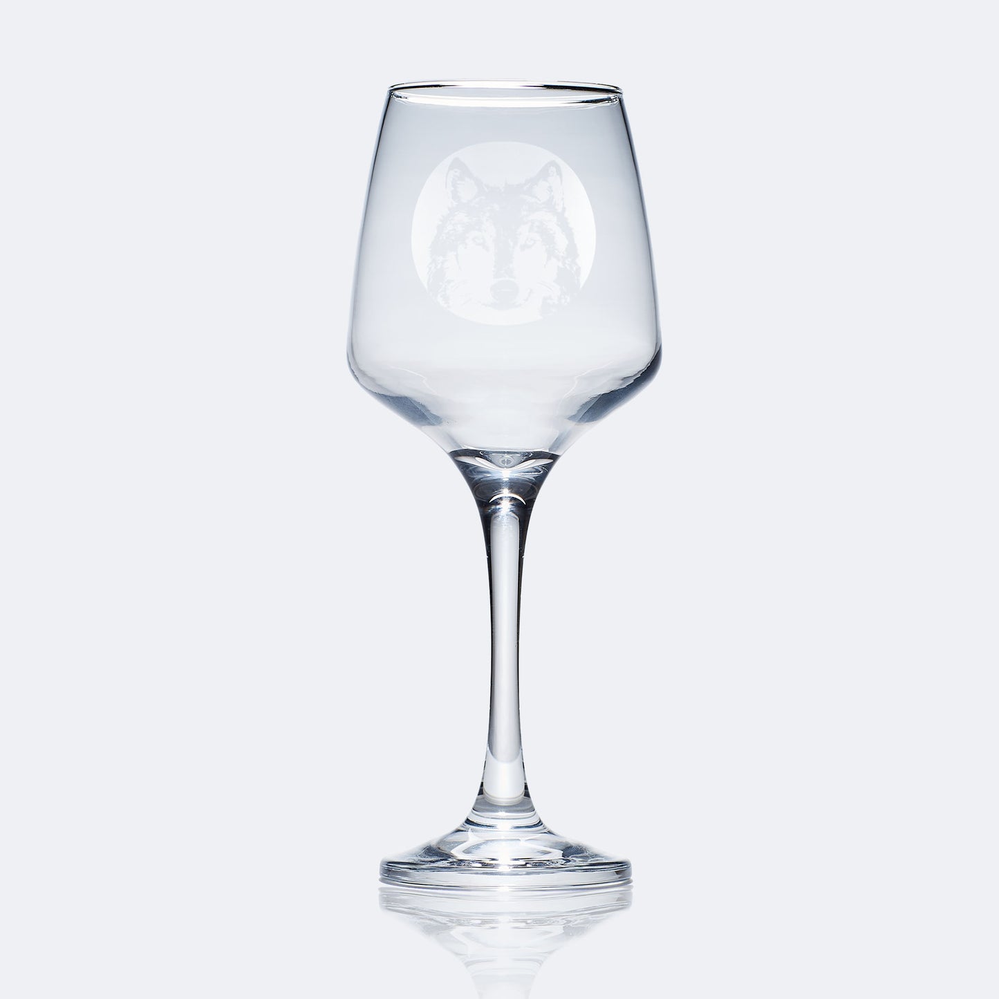 pet dog wine glass engraved with a siberian husky portrait