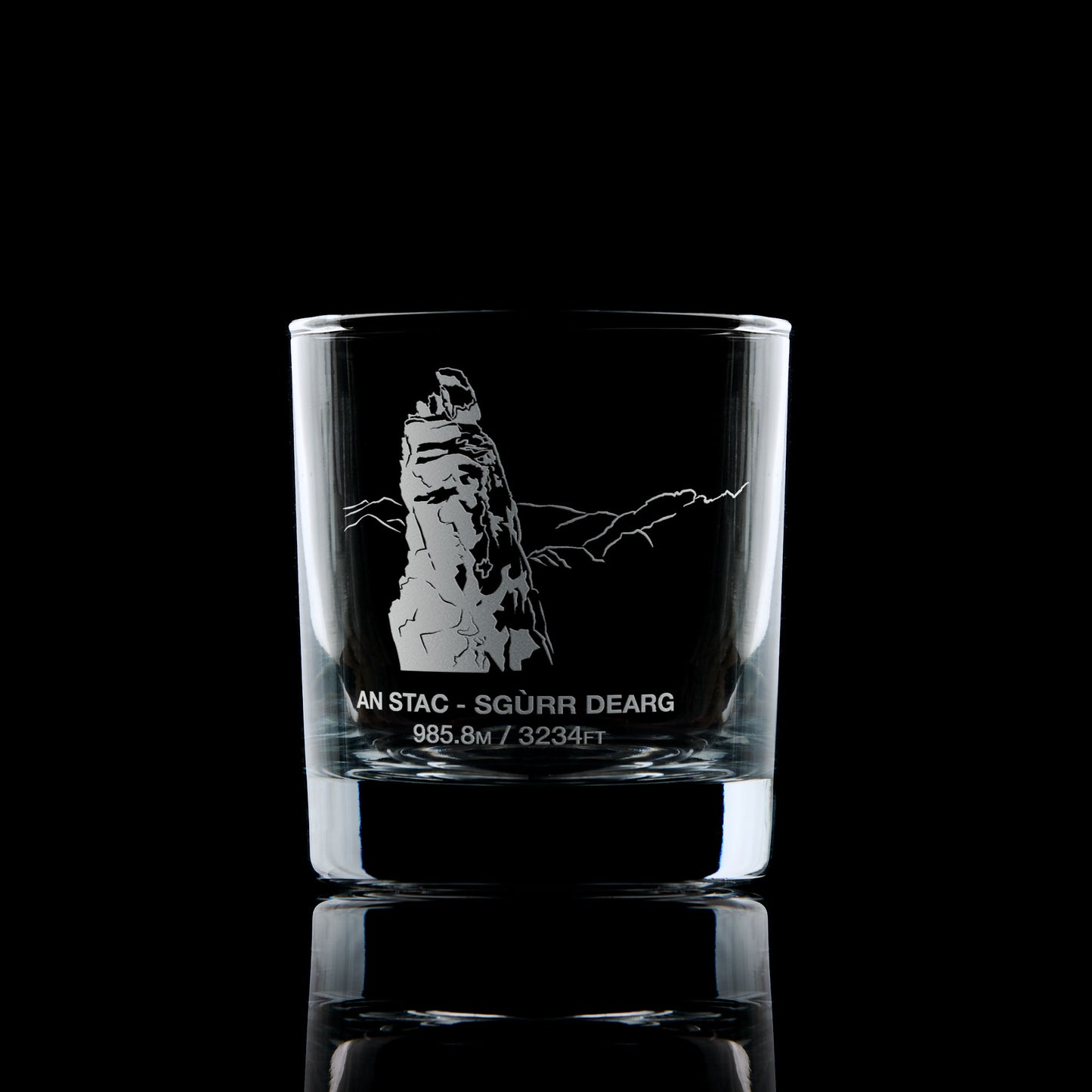 old fashioned rocks tumbler engraved with sgurr dearg cuillin mountain isle of skye