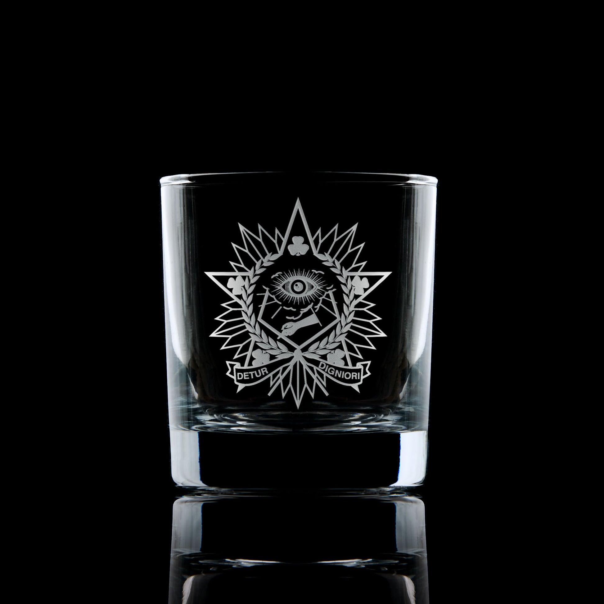 Engraved Grand Steward of Charities whiskey glass – Irish Masonic jewel