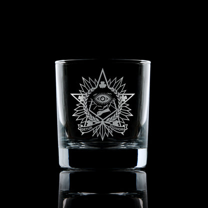 Engraved Grand Steward of Charities whiskey glass – Irish Masonic jewel