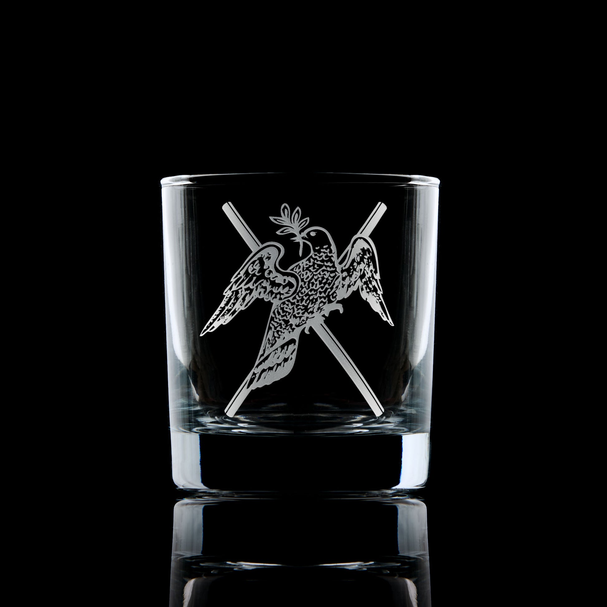 Irish Constitution Deacon whisky glass – engraved and gift boxed – black background