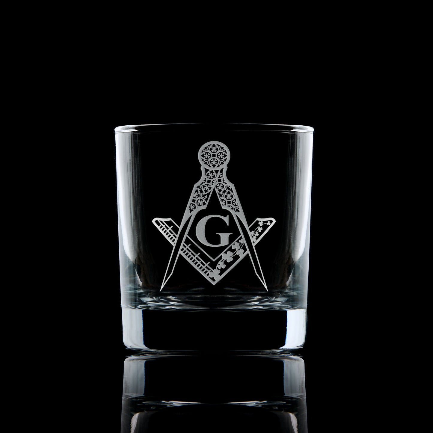 Irish Constitution Past Master collar jewel engraved on whiskey glass