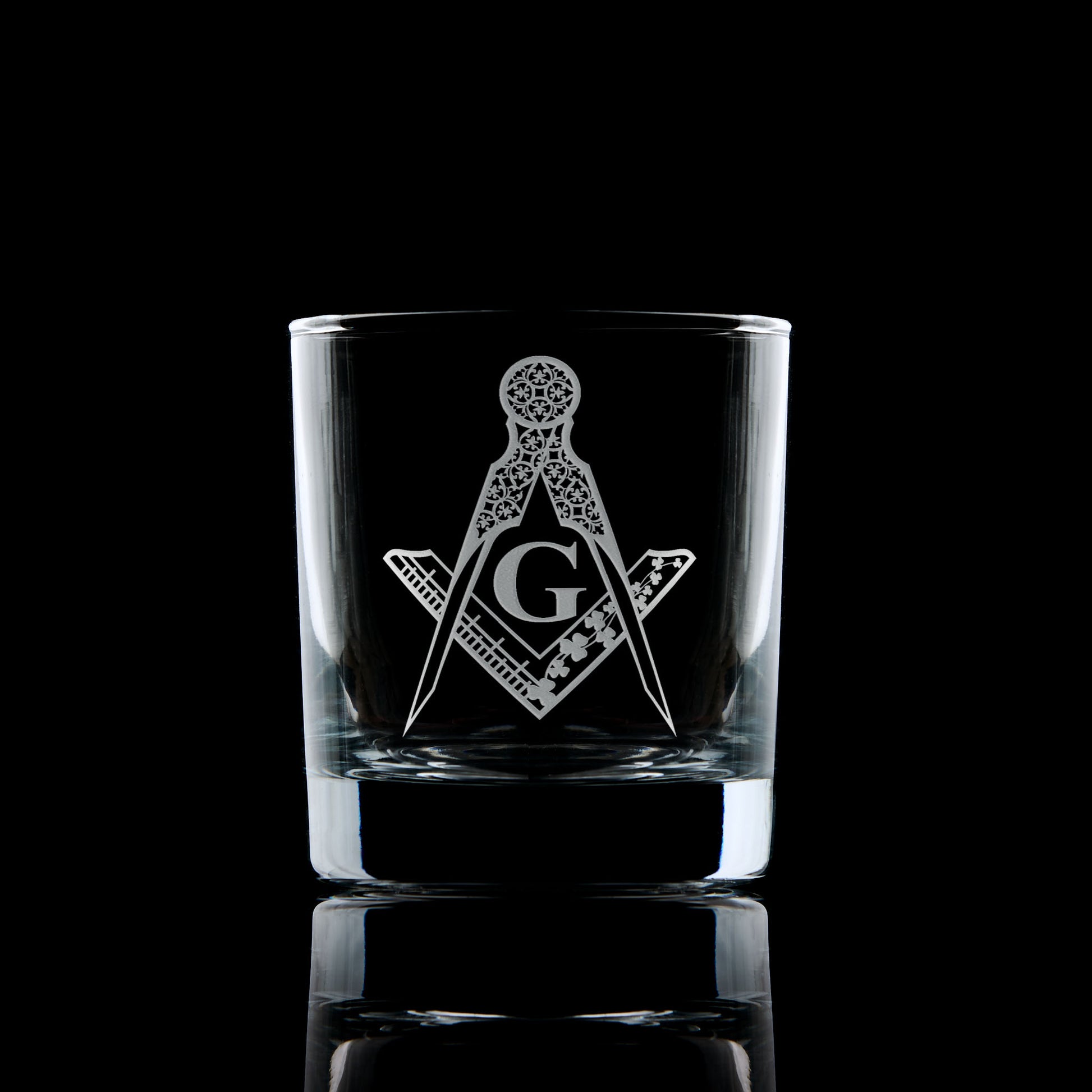 Irish Constitution Past Master collar jewel engraved on whiskey glass
