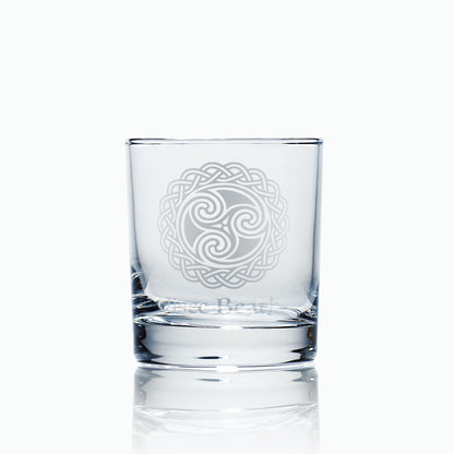 Uisce Beatha irish water of life symbol engraved whisky glass 