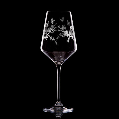Le Jardin Wine Glass – Engraved with Butterflies & Florals