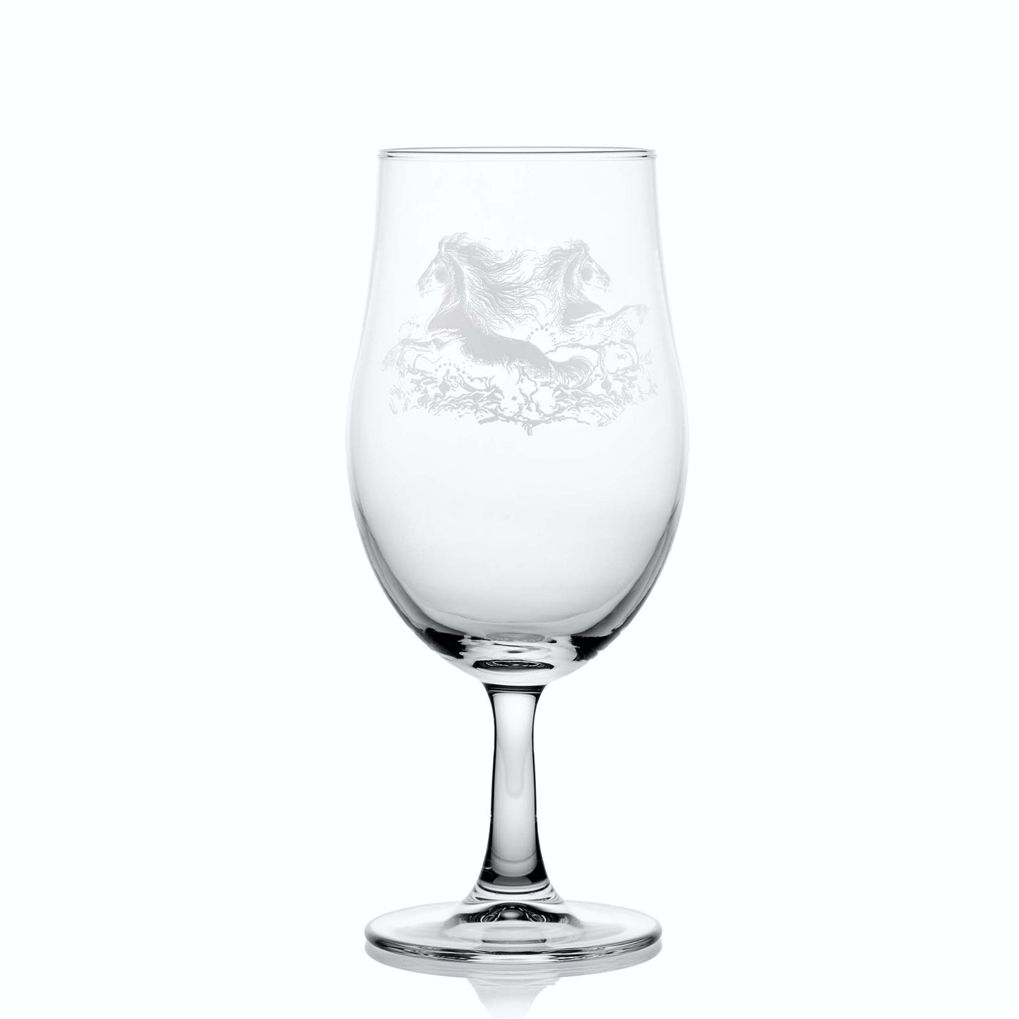 620ml Stemmed curved beer glass  engraved with Celtic kelpies