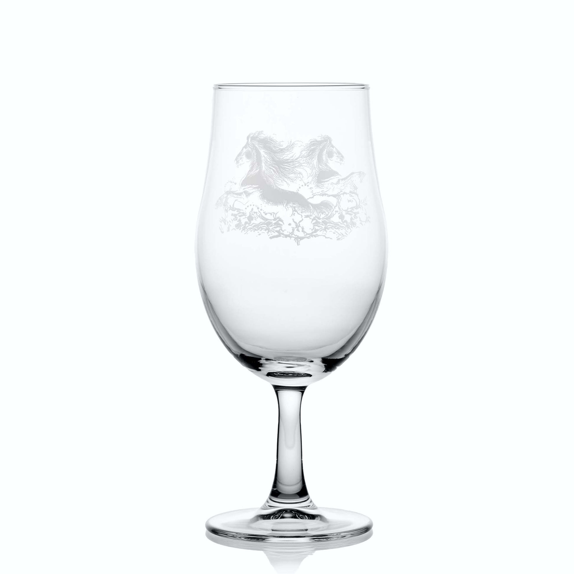 620ml Stemmed curved beer glass  engraved with Celtic kelpies