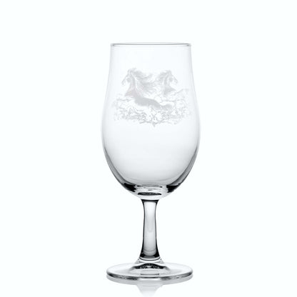 620ml Stemmed curved beer glass  engraved with Celtic kelpies