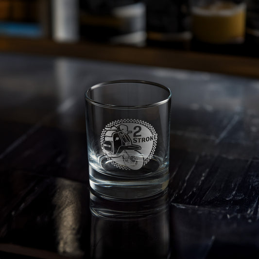 series 3 lambretta gp scooter engraved on a whisky glass