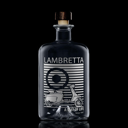 Glass decanter engraved with Lambretta Li Special Scooter and MOD target