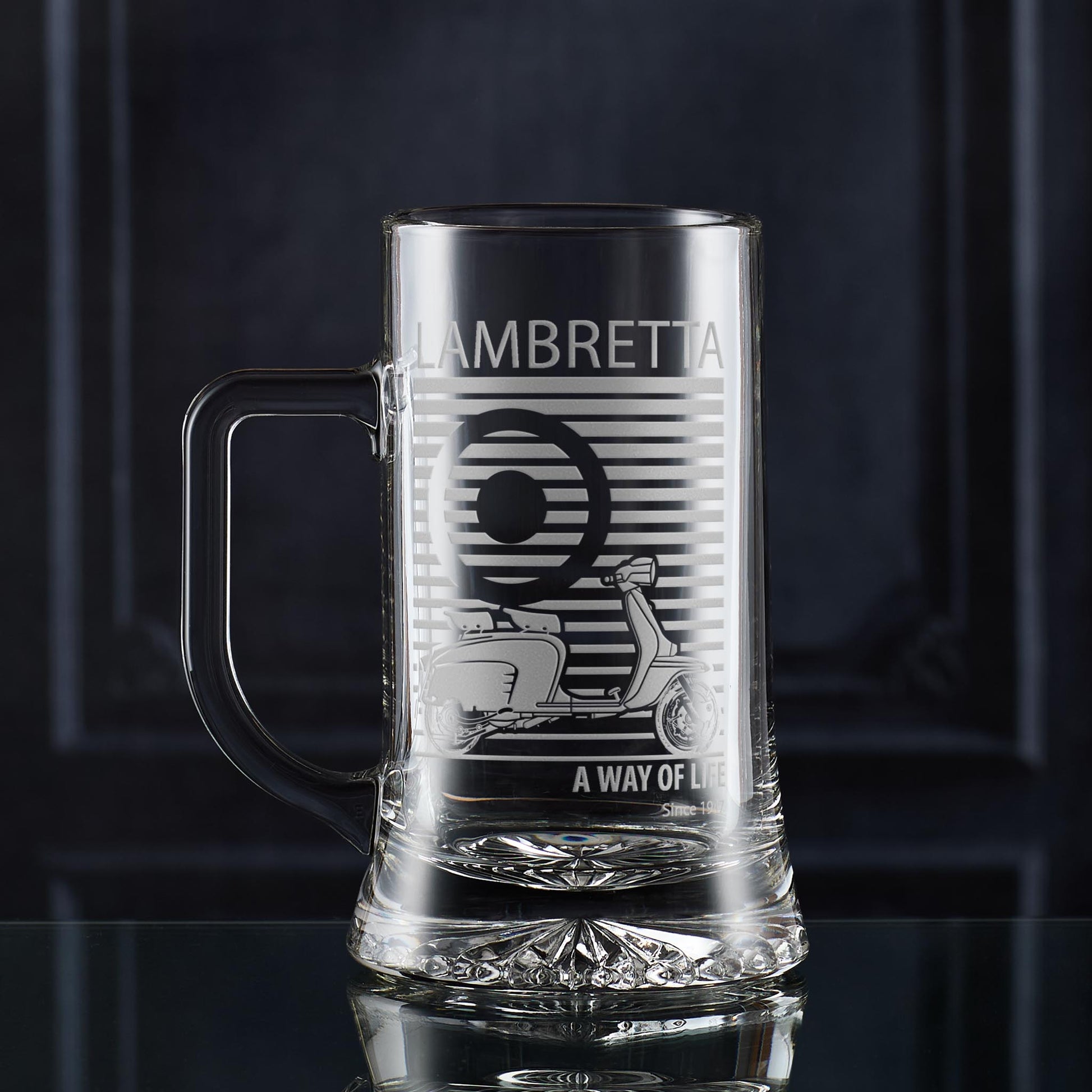 Mod tankard personalised with a Lambretta scooter and special message