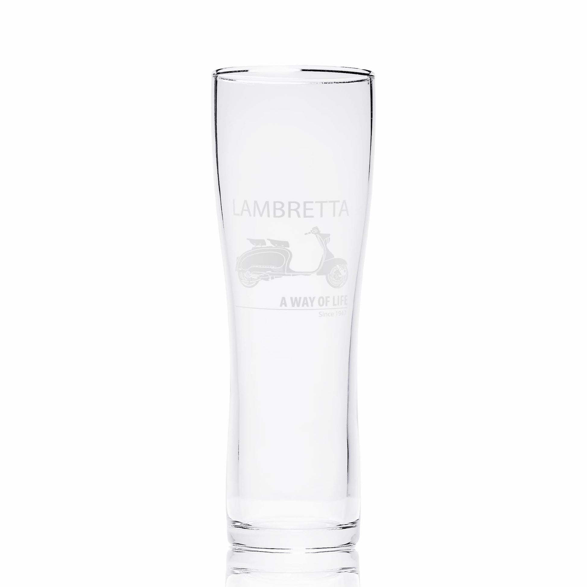 Series 1 Lambretta  pint glass engraved and styled on dark background