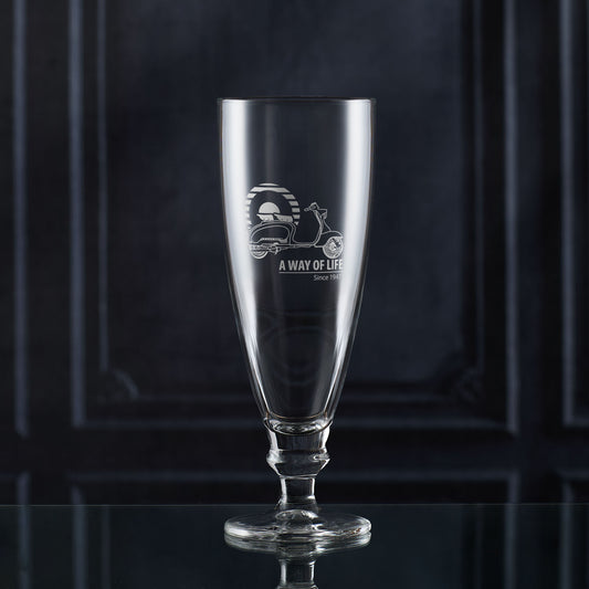 Stemmed Beer Glass engraved with a Series 1 Lambretta Li and mod target with text