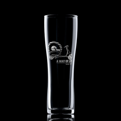 Personalised Series 2 Lambretta LI pint glass photographed on dark background