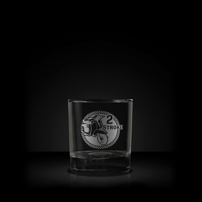 etched whisky glass featuring a lambretta sx200 scooter design