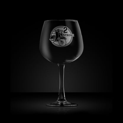 engraved balloon gin glass featuring a lambretta tv175 scooter design