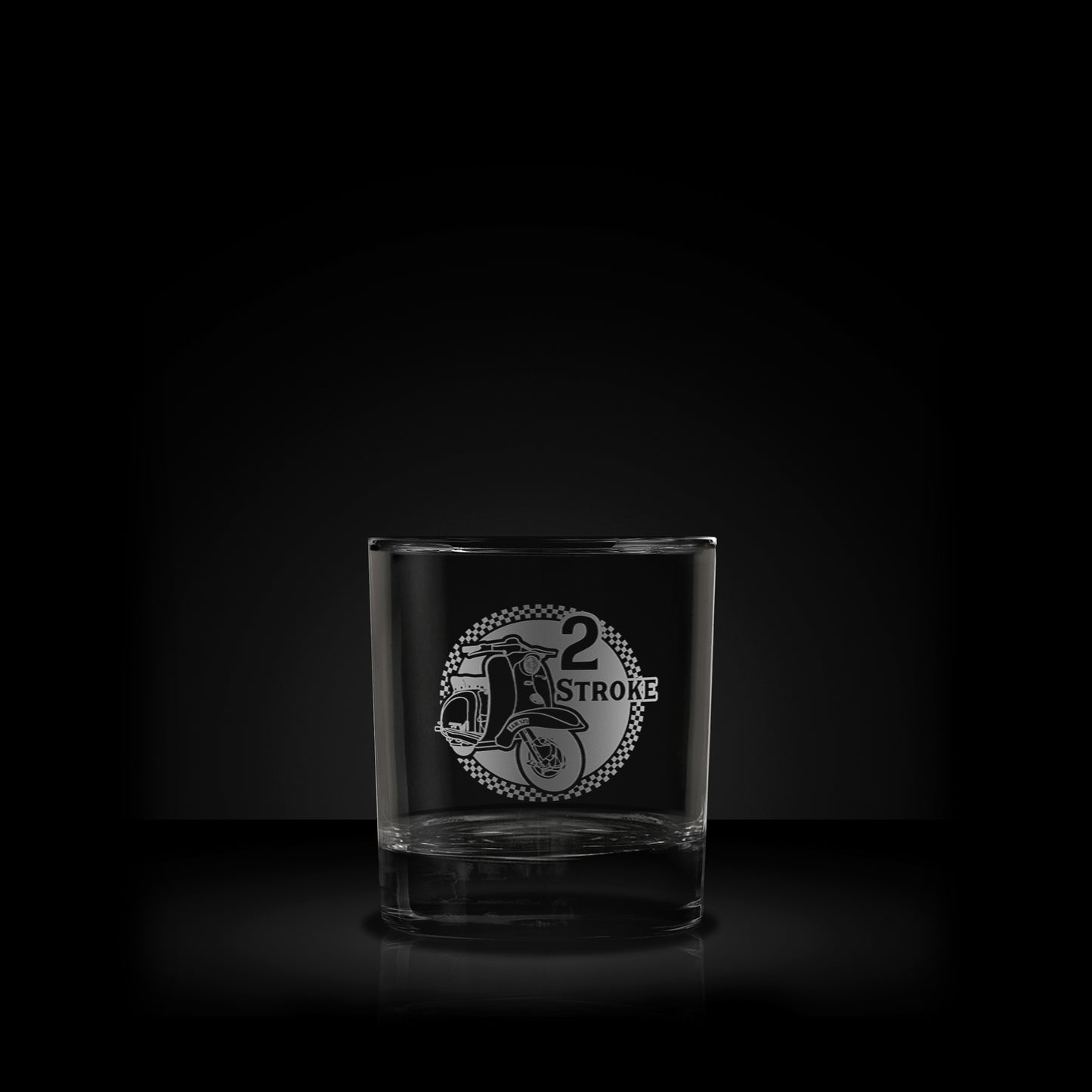 whisky glass engraved with a lambretta tv175 scooter