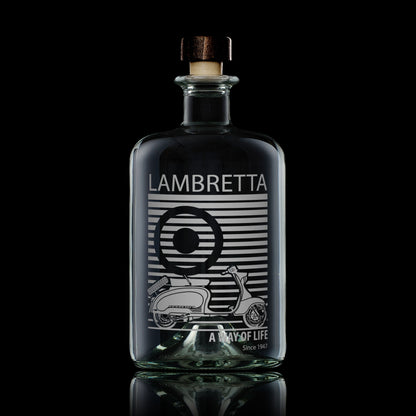 Glass decanter engraved with LambrettaTV175 Scooter and MOD target